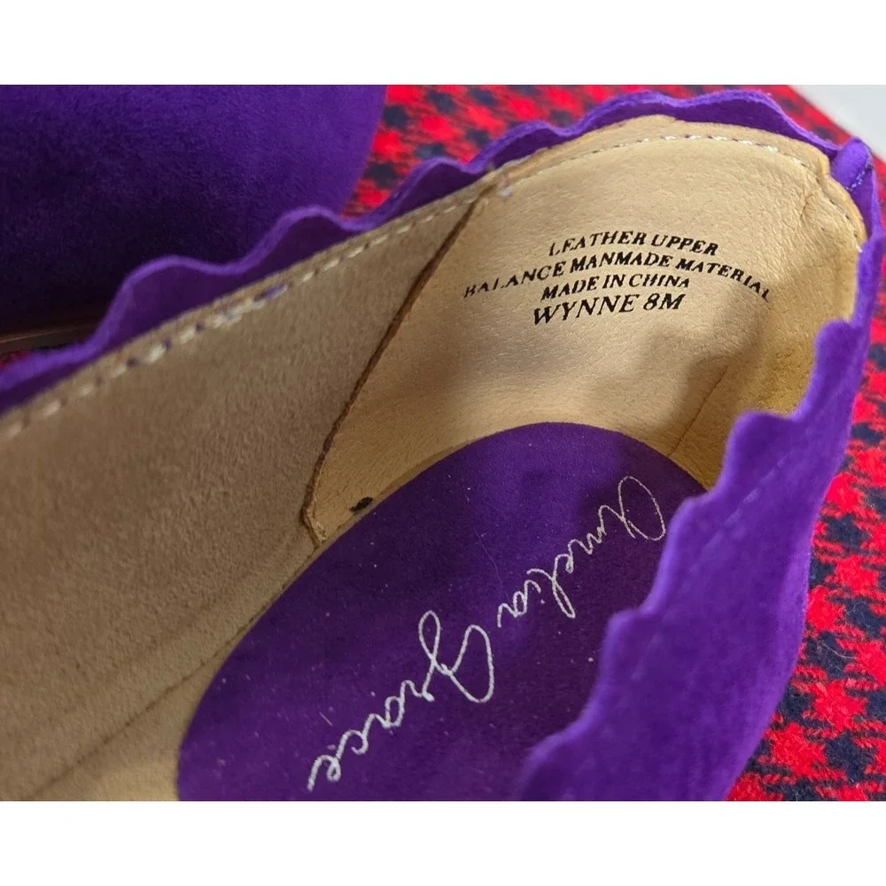 Amelia Grace Wynn Purple Suede Scalloped Ballet Flats Leather Women's sz 8M